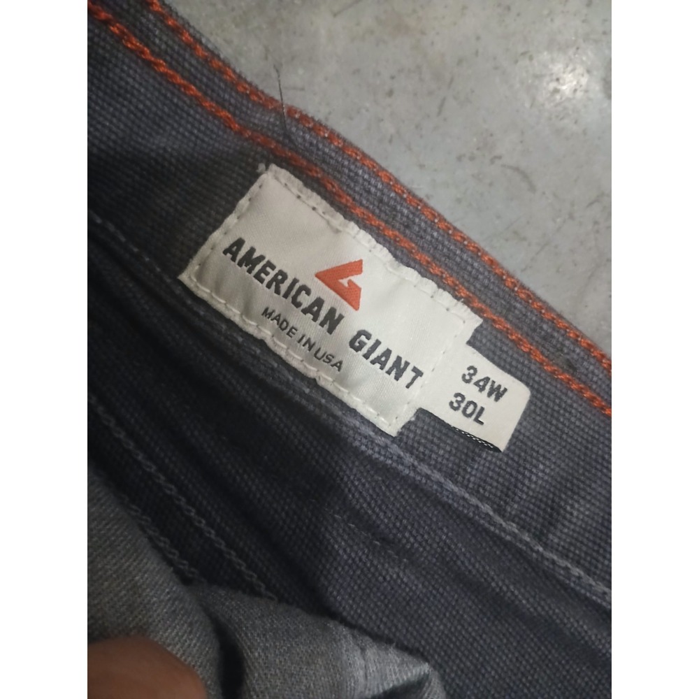 American Giant Pants Mens 32X28 (Tag 34x30) Gray Roughneck Canvas Slim USA - Picture 2 of 8